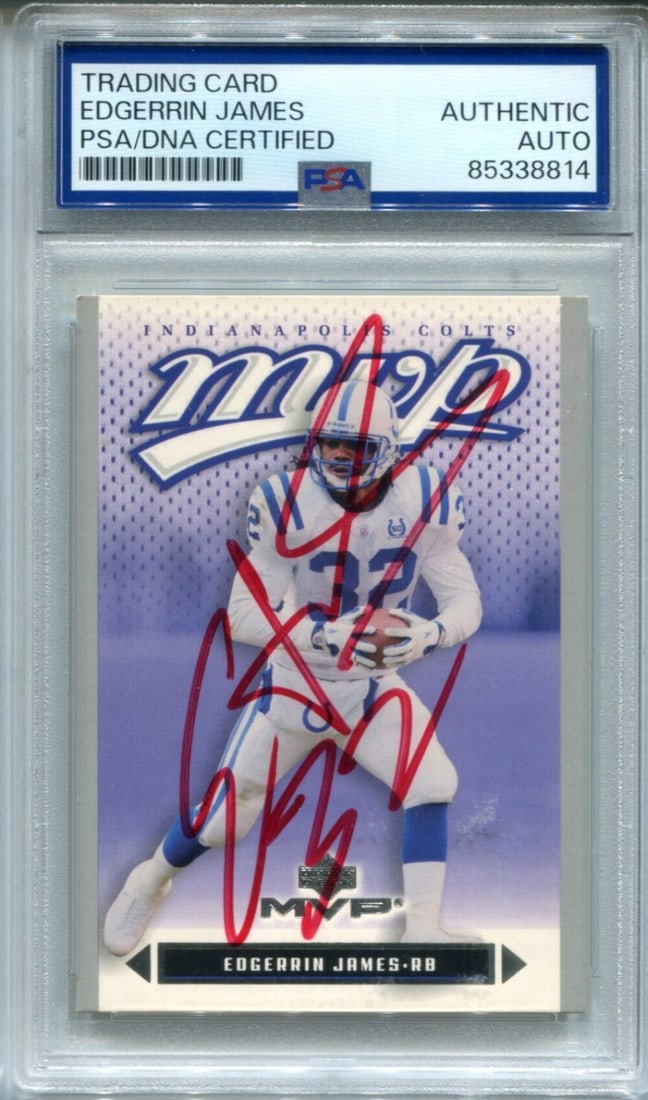 Edgerrin James 2003 Upper Deck MVP #90 PSA Auto Auth (1 of 2)