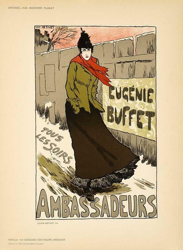 Das Moderne Plakat Lithograph Original Stone Ambassadeurs 1897 Lucien By (1 of 1)
