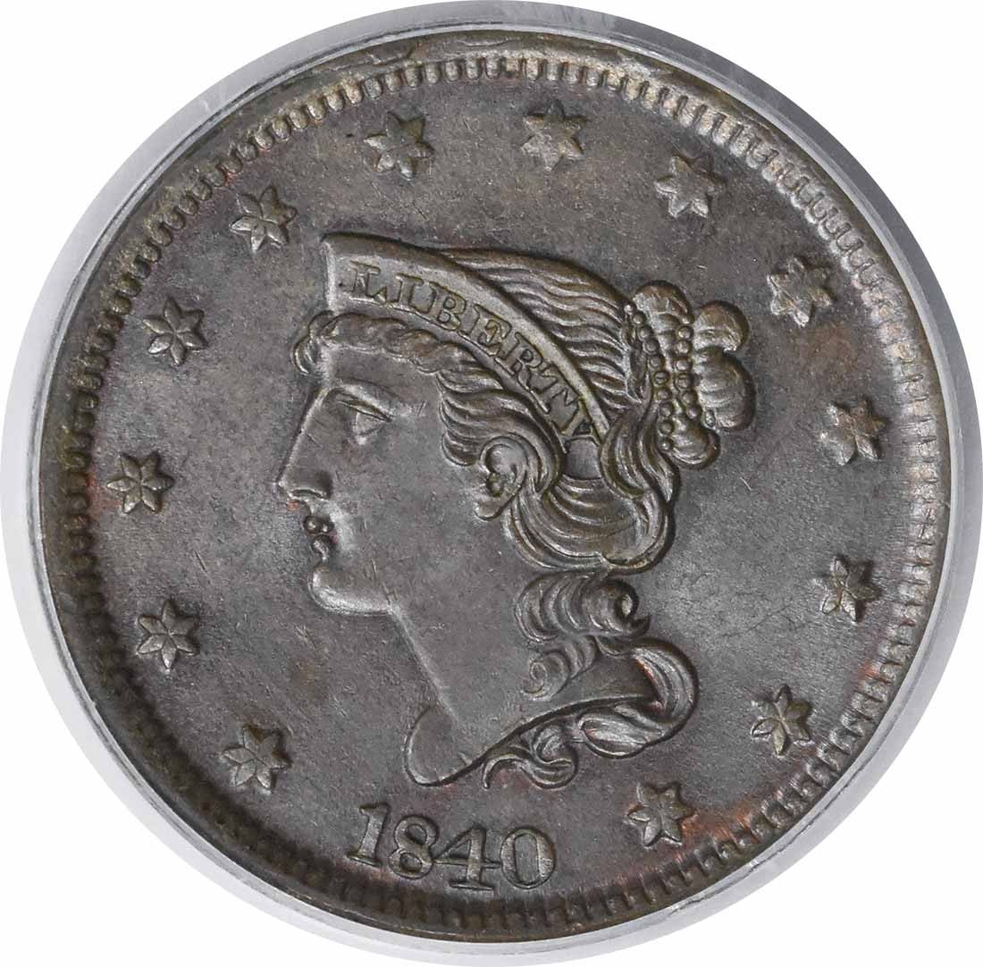 1840 Large Cent Large Date MS65BN PCGS (CAC) - 2
