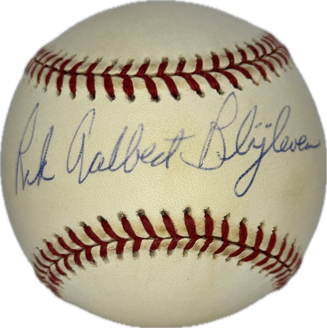 Bert Blyleven Autographed "Rik Aalbert Blyleven" Official American League Baseba: Bert Blyleven Autographed "Rik Aalbert Blyleven" Official American League Baseba Bert Blyleven's official American League baseball bears his signature, "Rik Aalbert Blyleven," in blue pen across the