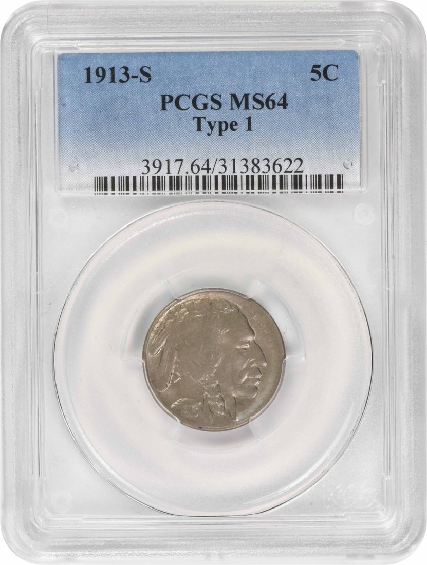 MS64 PCGS Buffalo Nickel Type 1 1913-S (1 of 1)