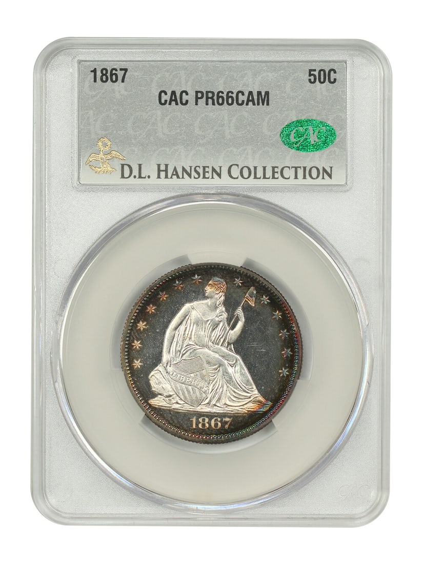 PR66CAM CACG 50C 1867 D.L. Hansen Col. Green Newman (1 of 6)