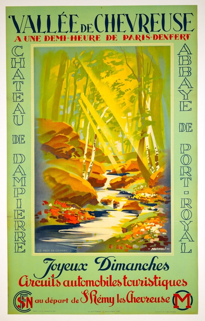 French Travel Poster from 1939 by Robert Falcucci Vallee De Chevreuse (1 of 6)