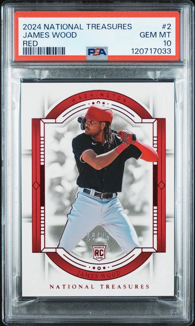 2024 NATIONAL TREASURES JAMES WOOD #2 RED ROOKIE/ 75 PSA 10 (1 of 3)