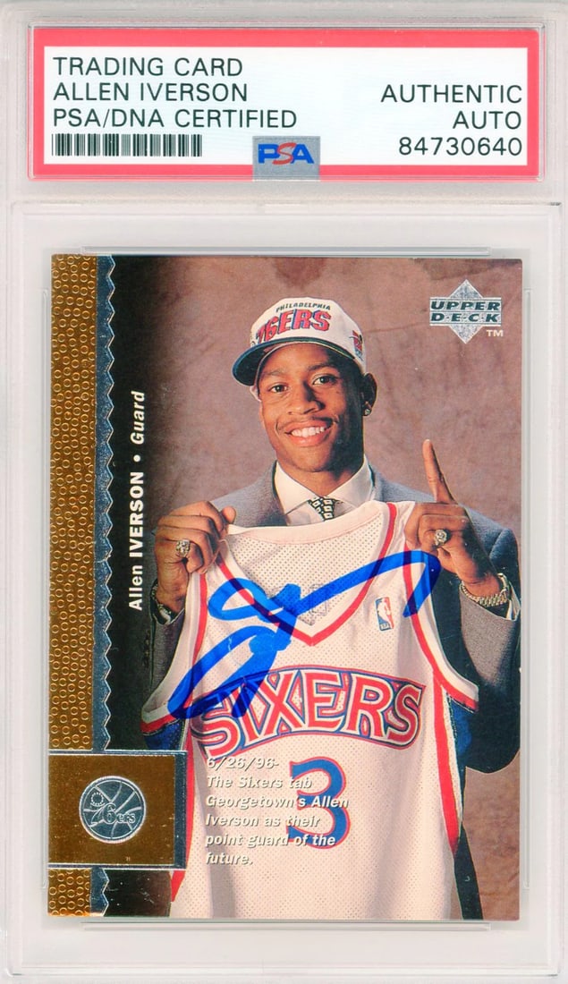 Allen Iverson Autographed 1996 Upper Deck Card #91 (PSA Auto) (1 of 2)