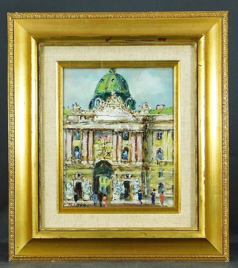 Fred Muller German Cityscape Oil Painting on Board Framed 20thC Signed (1 of 10)