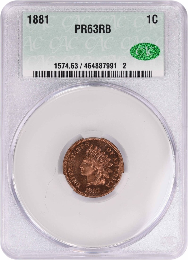 Indian Cent PR63RB CACG
