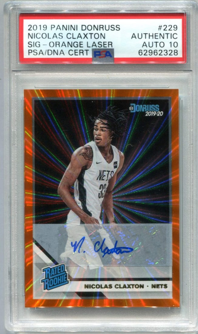 Nicolas Claxton 2019 Panini Donruss Orange Laser #229 PSA Auto Auth Auto 10 (1 of 2)