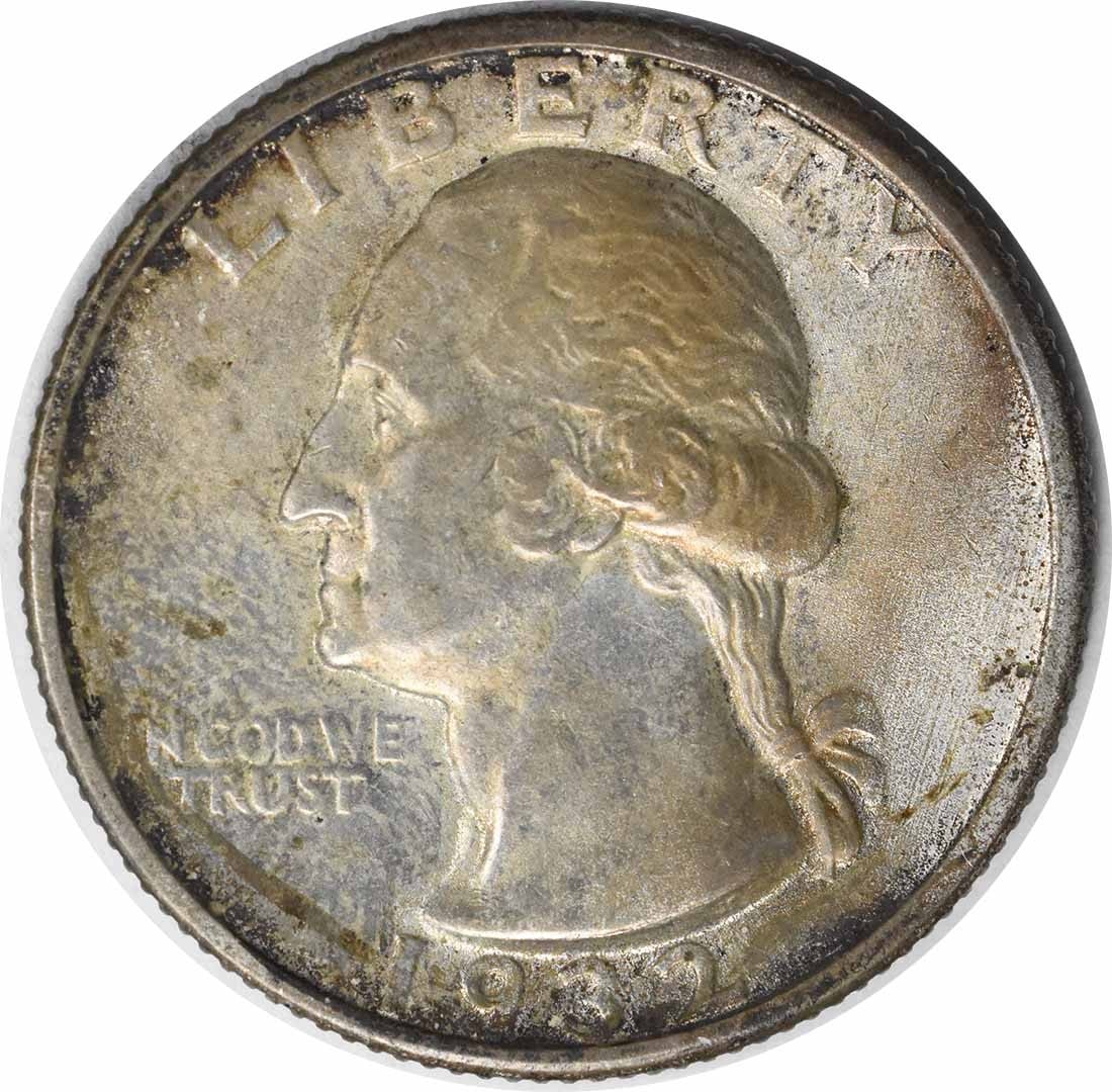Silver Quarter 1932 AU Uncertified Washington: Silver Quarter 1932 AU Uncertified Washington The 1932 Silver Quarter features an elegant design by John Flanagan, with its reeded edge and classic Washington portrait. Made from 90% silver and