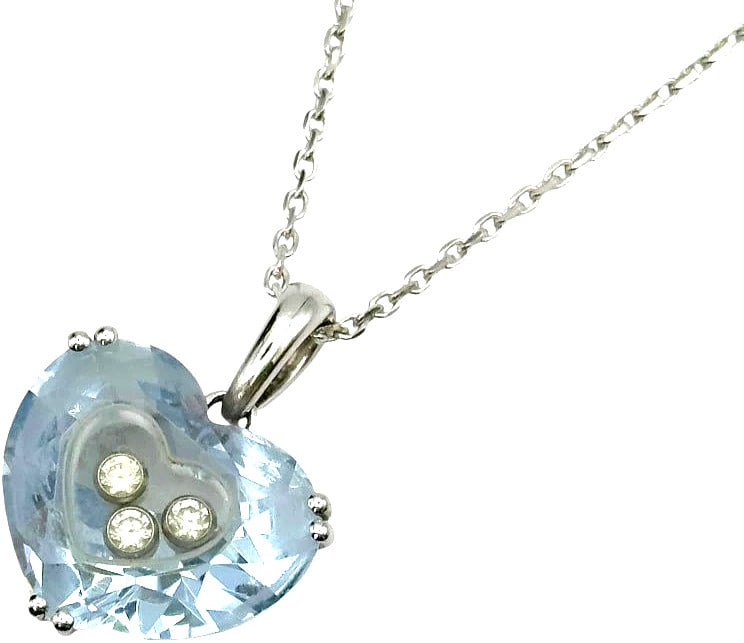 Diamond Blue Heart 18k White Gold Chain Necklace Pendant for So: Diamond Blue Heart 18k White Gold Chain Necklace Pendant for So Item Specifics: Pendant Shape: Heart Number Of Diamonds: 3 Closure: Lobster Occasion: Anniversary Birthday Christening Christmas Confirm