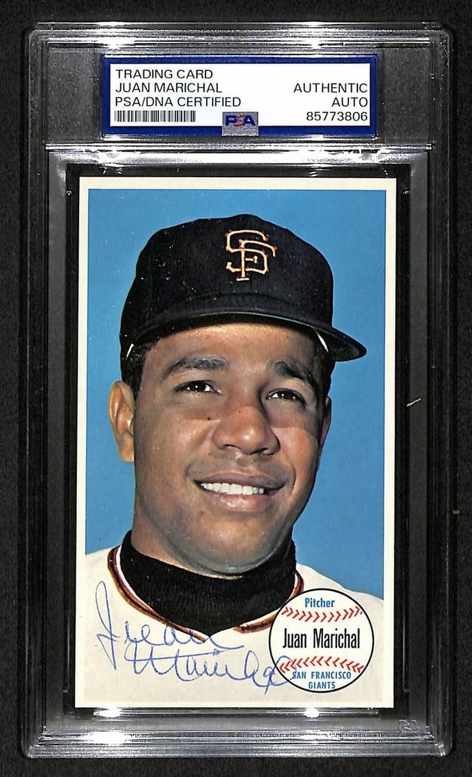 Juan Marichal HOF Signed/ Auto 1964 TOPPS Giants Card #37 Giants PSA/ DNA 205204: Juan Marichal HOF Signed/ Auto 1964 TOPPS Giants Card #37 Giants PSA/ DNA 205204 Signed by Juan Marichal, the Hall of Fame pitcher for the San Francisco Giants, this 1964 Topps baseball card features