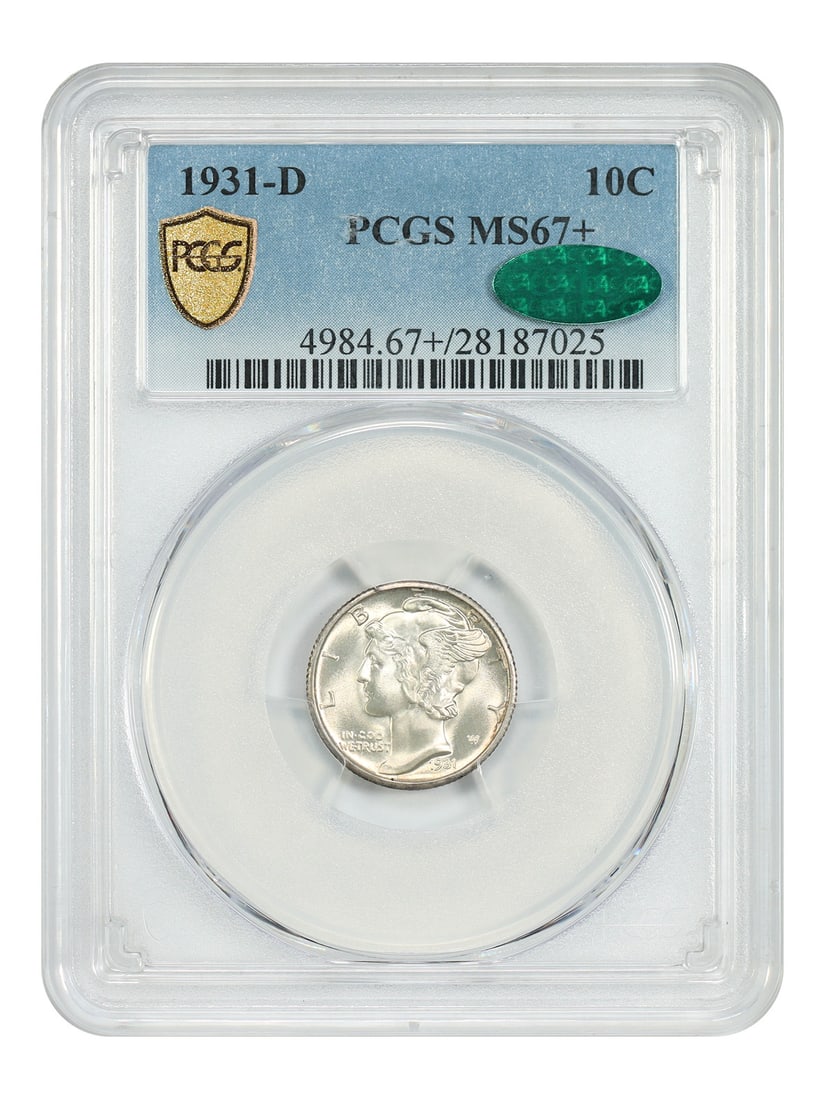 1931-D 10C PCGS/ CAC MS67+ - Mercury Dime (1 of 5)