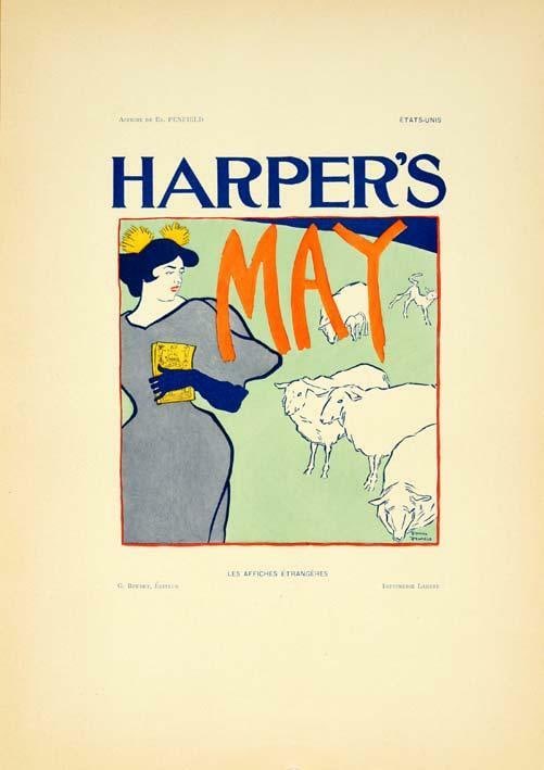 Vintage Poster May By Penfield Harpers Affiches Etrangeres (1 of 1)