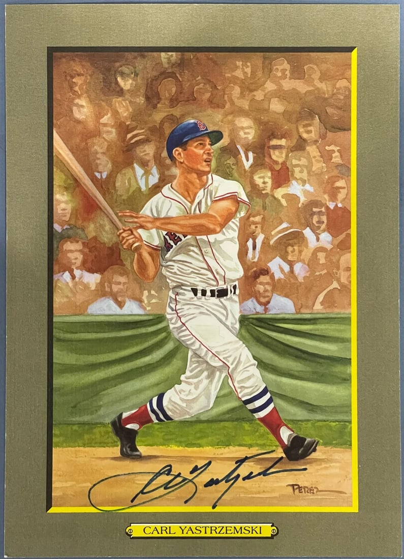 Carl Yastrzemski Autographed JSA Greatest Moments Postcard: Carl Yastrzemski Autographed JSA Greatest Moments Postcard Signed across the front in blue sharpie by Carl Yastrzemski, one of baseball's greatest players. This JSA authenticated postcard showcases a