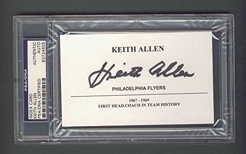 First signed head coach slab card flyers PSA Allen Keith 133630: First signed head coach slab card flyers PSA Allen Keith 133630 Item Specifics: Sport: Hockey Original/Reprint: Original Team: Philadelphia Flyers Autograph Authentication: PSA/DNA Product