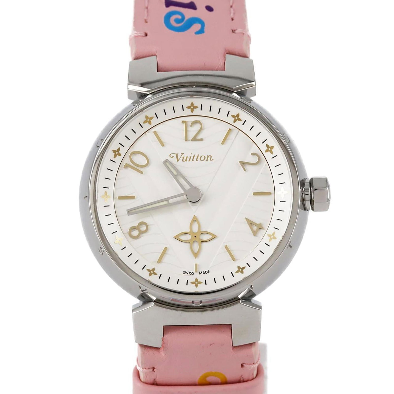 Wristwatch Louis Vuitton: Wristwatch Louis Vuitton Stainless steel case with silver dial, a classic Louis Vuitton design. The watch features an analog display and measures 34mm in diameter. In very good condition, with some mi