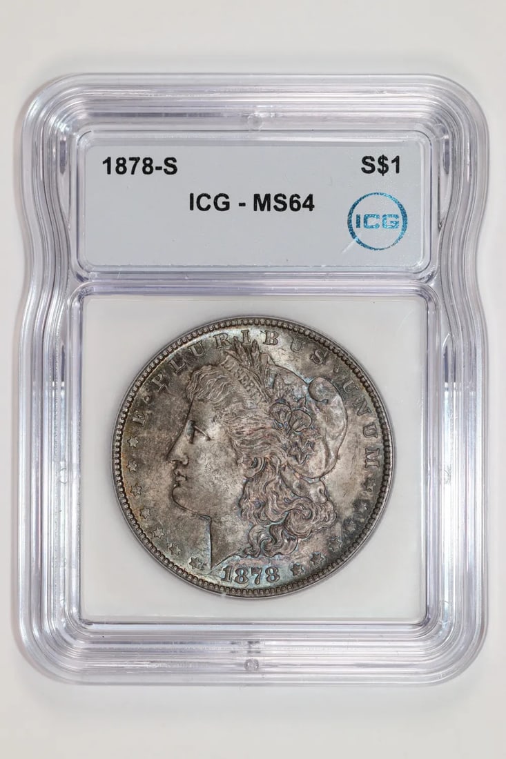 MS64 NICE TONING MORGAN DOLLAR ICG 1878-S (1 of 2)