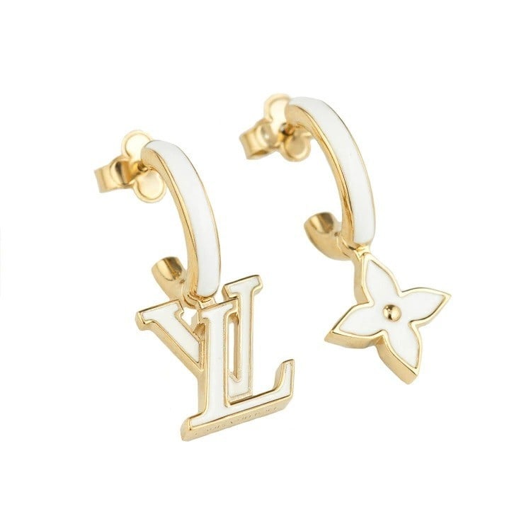 LV Iconic Earrings White Enamel Hoop M02283 Original Box With: LV Iconic Earrings White Enamel Hoop M02283 Original Box With Item Specifics: Brand: Louis Vuitton Type: Earrings Closure: Dangle Color: White Style: Hoop Material: Metal Product Disclaimer: Items may