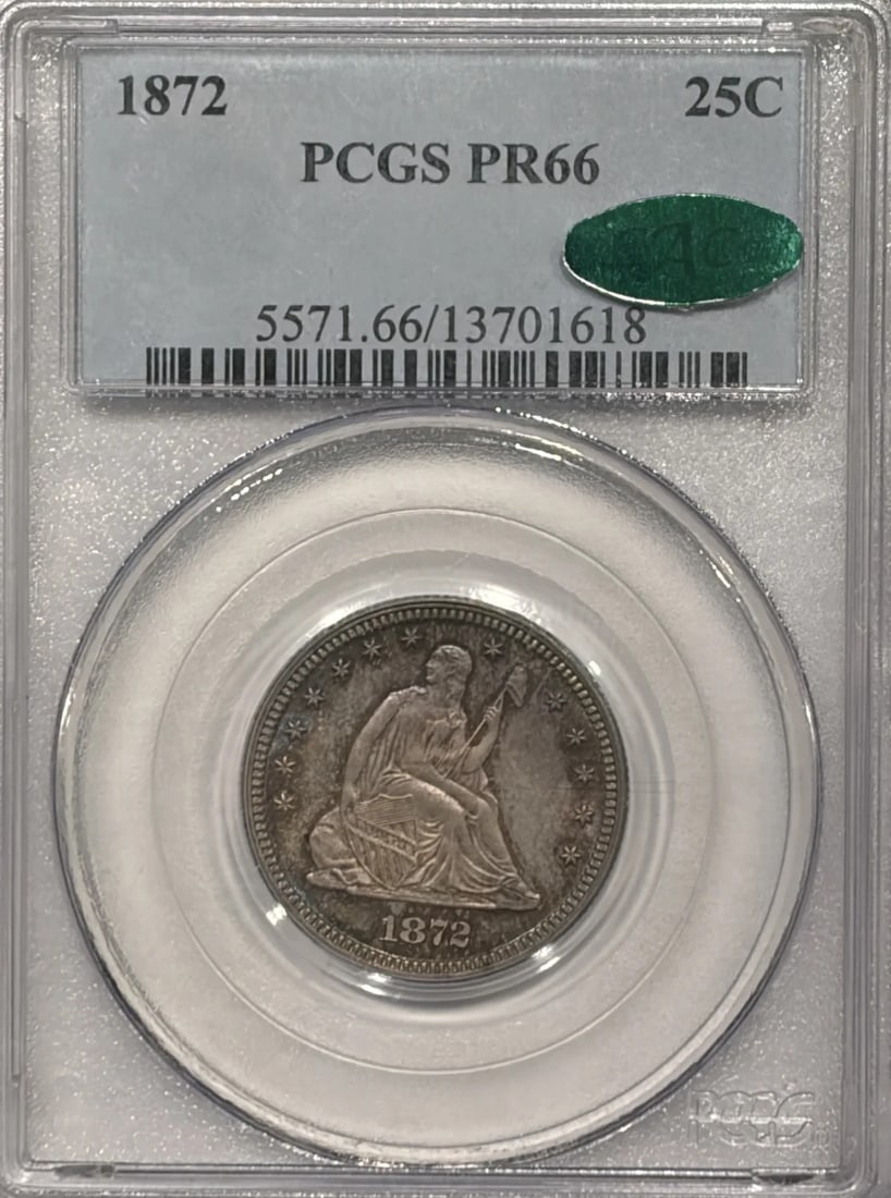 PROOF SEATED LIBERTY QUARTER PCGS PR66 CAC (1 of 3)