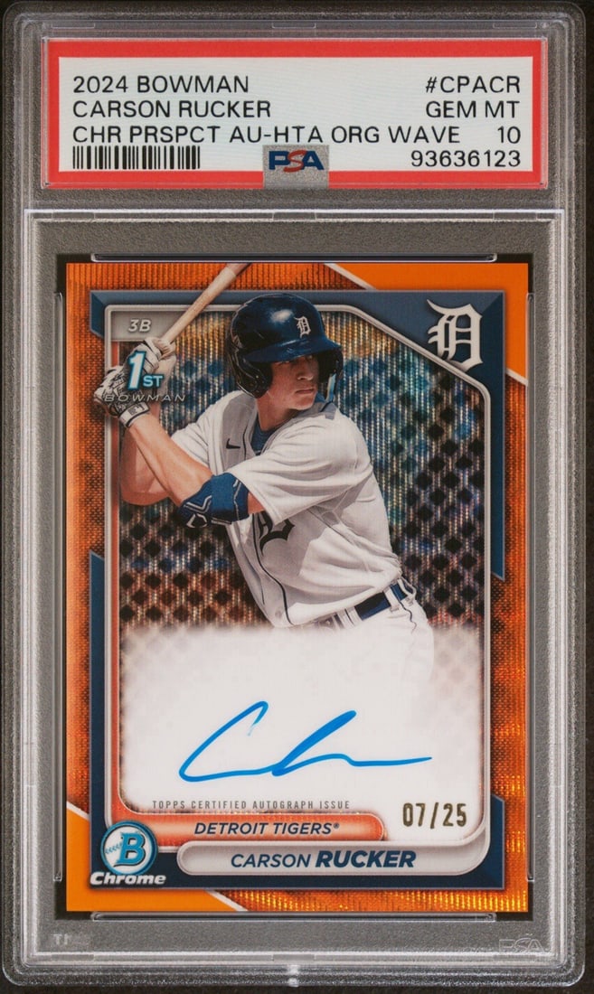 PROSPECT AUTO 2024 ORANGE BOWMAN RUCKER CHROME CARSON WAVE PSA 25 10 (1 of 3)