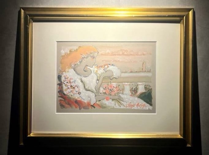Serge Marjisse Pastel Painting Woman Flowers Romantic French Original Art (1 of 4)