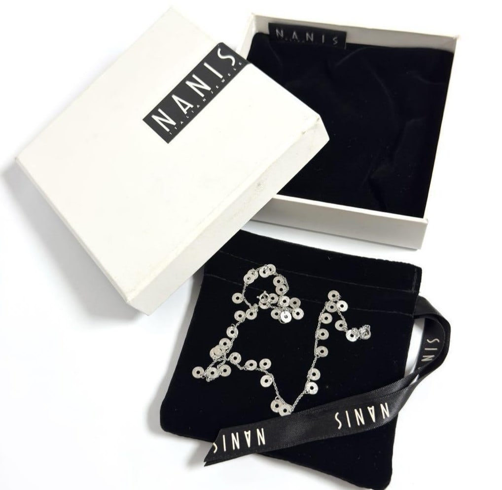 Nanis Italy 18k White Gold Choker Necklace Disk Station Designer Jewelry: Nanis Italy 18k White Gold Choker Necklace Disk Station Designer Jewelry Item Specifics: Closure: Spring Ring Occasion: Anniversary Birthday Christmas Engagement Mother"s Day Valentine"s Day Wedding S