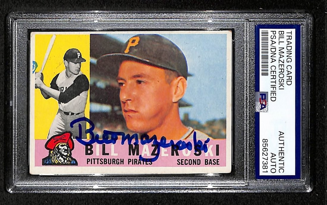 1960 Topps Bill Mazeroski HOF Signed/ Autographed Card Pirates PSA/ DNA BA204704: 1960 Topps Bill Mazeroski HOF Signed/ Autographed Card Pirates PSA/ DNA BA204704 Signed by Bill Mazeroski, the legendary second baseman who hit the iconic walk-off home run in Game 7 of the 1960
