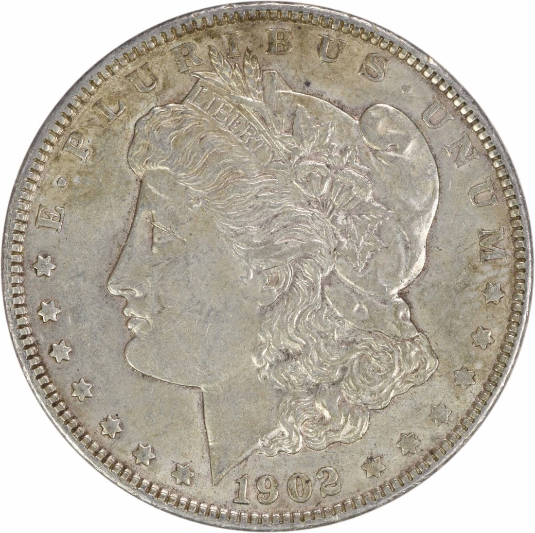 Uncertified AU Silver Dollar Slider Morgan 1902: Uncertified AU Silver Dollar Slider Morgan 1902 The 1902 AU Silver Dollar Slider Morgan features a striking design by George T. Morgan, with its reeded edge and classic $1 denomination. Made from 90%