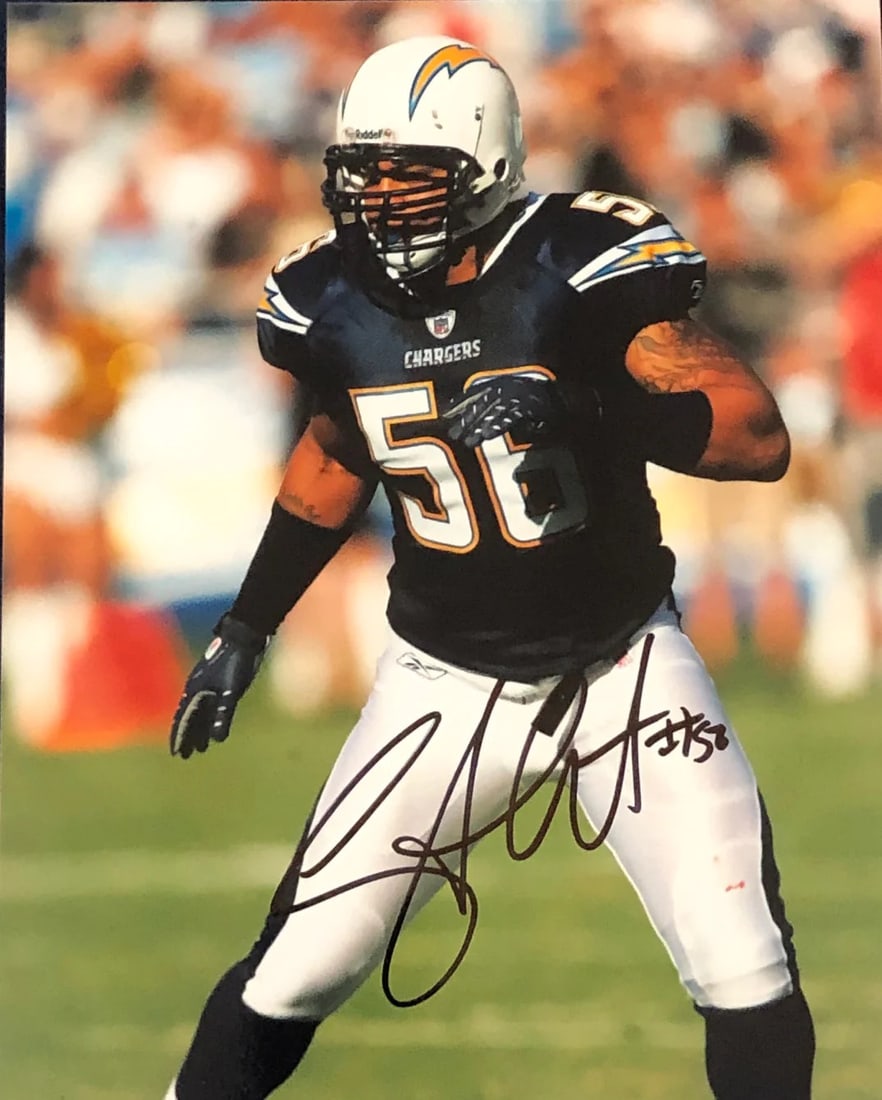 Merriman Autographed Shawne 8x10 Photo: Merriman Autographed Shawne 8x10 Photo Item Specifics: Shawne Merriman Autographed 8x10 Photo.Signed in sharpie across the front of the photo Autograph is authenticated by , and will be accompanied