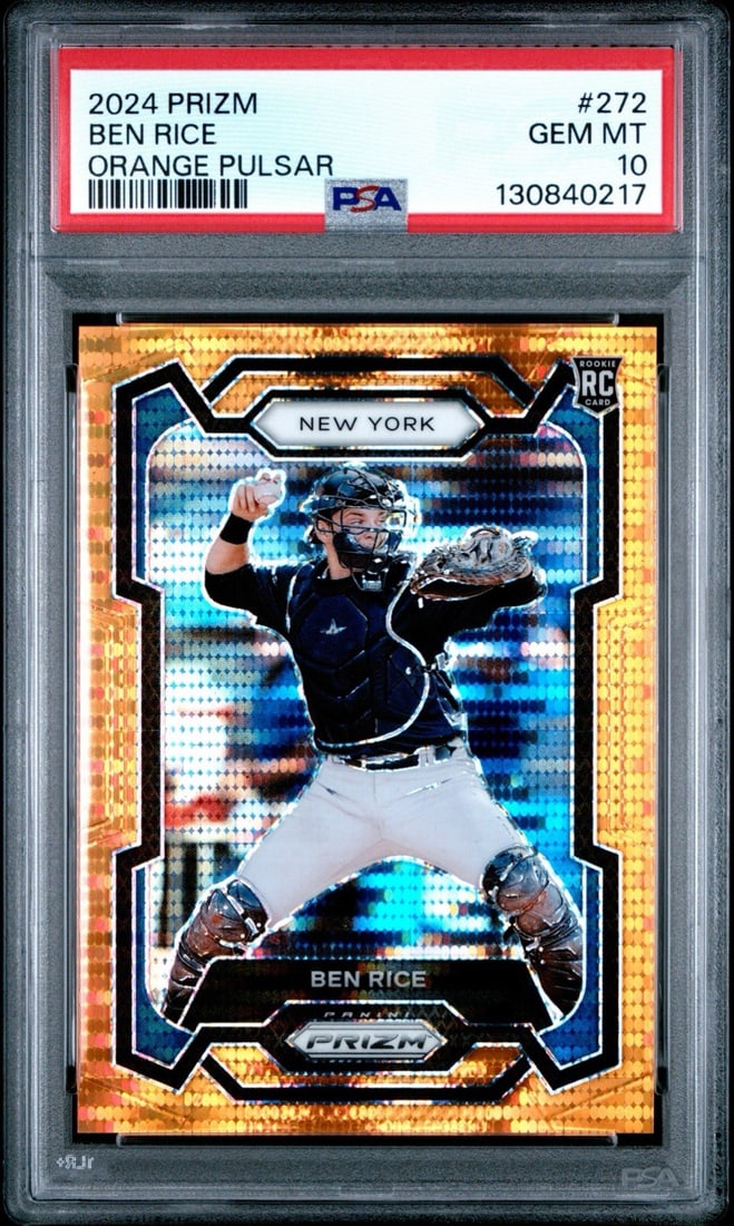 PANINI PRIZM BEN RICE #272 Orange Pulsar Rookie PSA 10 399 Pop 2 (1 of 3)