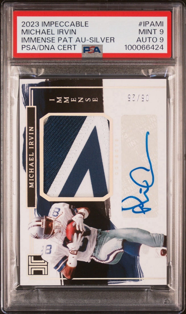 IMPECCABLE MICHAEL IRVIN #IPAMI IMMENSE PATCH AUTO 25 PSA 9 AUTO (1 of 3)