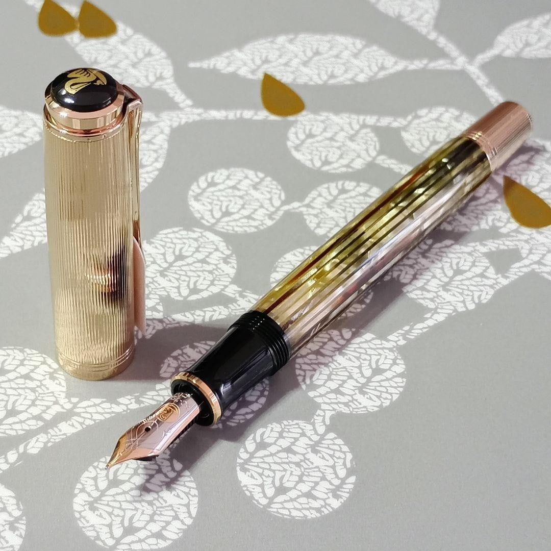 Pelikan Souveran M450 Vermeil Tortoise 18K Fountain Pen F Nib With Box Rare (1 of 6)