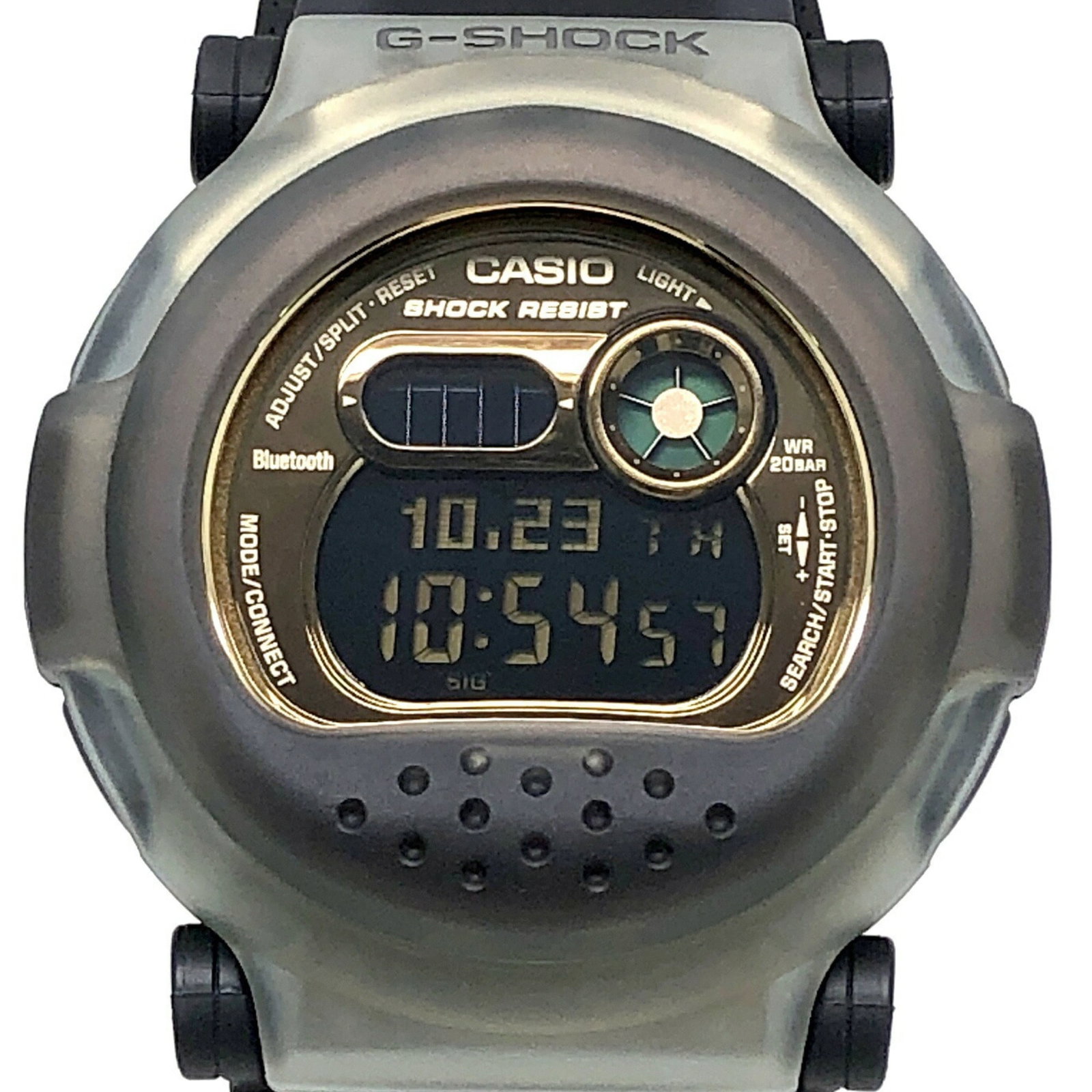 Wristwatch By Casio: Wristwatch By Casio Casio's gray wristwatch is a reliable timepiece with traces of usage, showing minor scratches and dirt. The watch remains in good condition despite its age, making it a practical