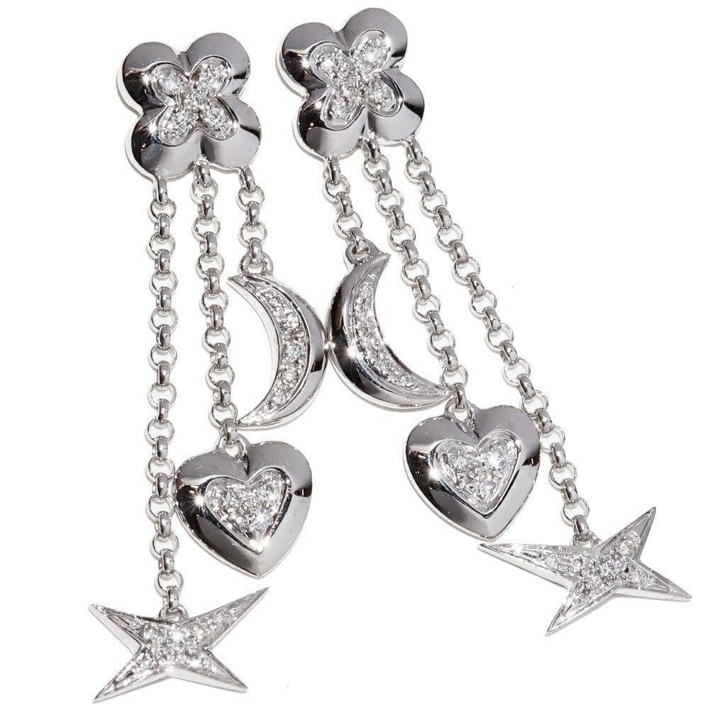 Mauboussin Etoile Moon Heart Diamond 18k White Gold Dangle Drop Earrings: Mauboussin Etoile Moon Heart Diamond 18k White Gold Dangle Drop Earrings Item Specifics: Antique: No Closure: La Pousette Occasion: Anniversary Birthday Christmas Confirmation/Communion Engagement