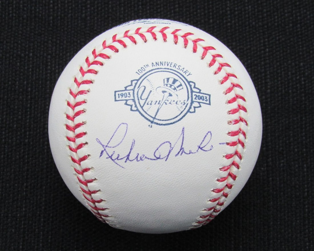 Ruben Amaro Sr signed auto Yankees 100th OML baseball MAB 187045: Ruben Amaro Sr signed auto Yankees 100th OML baseball MAB 187045 Signed by Ruben Amaro Sr, the former General Manager of the New York Yankees, on their 100th Official Major League Baseball. This rare