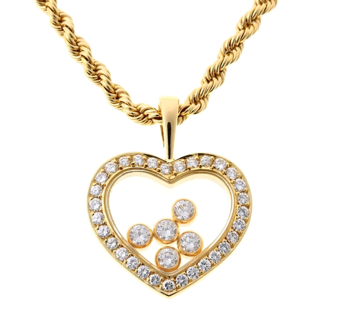 Chopard Vintage Happy Diamonds Heart 18k Yellow Gold Necklace Pendant Rope Chain: Chopard Vintage Happy Diamonds Heart 18k Yellow Gold Necklace Pendant Rope Chain Item Specifics: Pendant Shape: Heart Closure: Spring Ring Occasion: Anniversary Birthday Christening Christmas Confirma