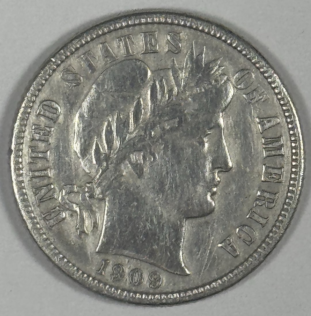 BARBER DIME AU 1909 S (1 of 3)