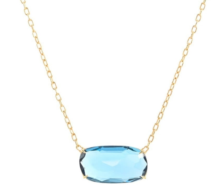Marco Bicego Murano Natural Blue Topaz 18k Yellow Gold Necklace Pendant 17.7 in (1 of 9)