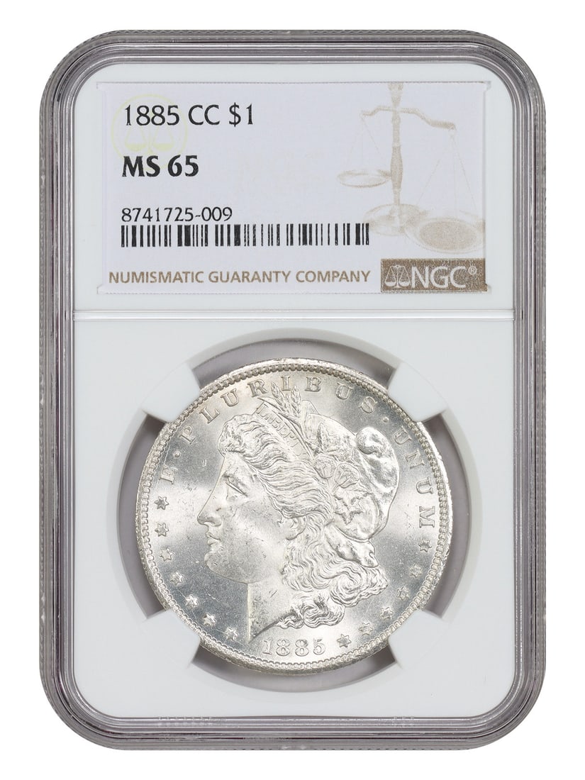 1885-CC $1 NGC MS65 - Morgan Dollar - Low Mintage CC-Mint Morgan: 1885-CC $1 NGC MS65 - Morgan Dollar - Low Mintage CC-Mint Morgan 1885-CC $1 NGC MS65 - Morgan Dollar. This 1885-CC Morgan dollar, certified by the Numismatic Guaranty Corporation (NGC) as MS65,