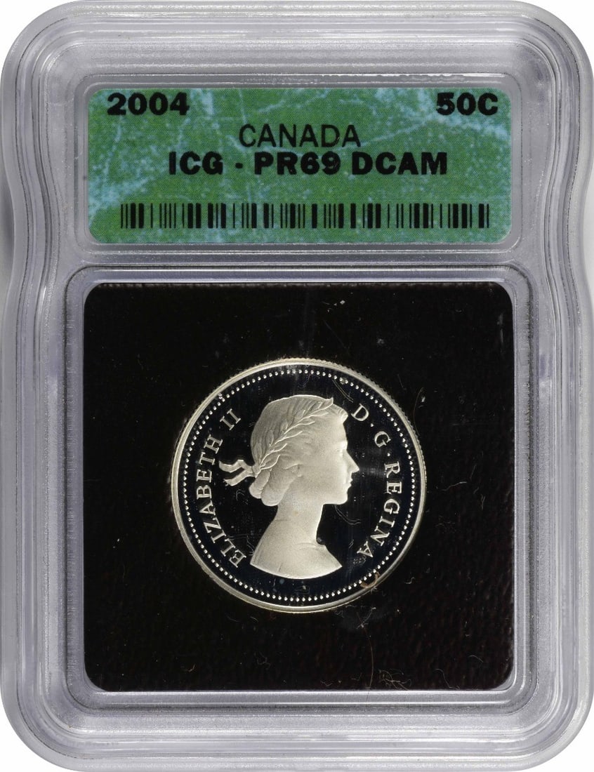 2004 Canada 50 Cents Elizabeth II Life Set PR69DC/ PR70DC ICG (4 Coins): 2004 Canada 50 Cents Elizabeth II Life Set PR69DC/ PR70DC ICG (4 Coins) 2004 Canada 50 Cents Elizabeth II Life Set features four coins certified by the International Coin Guild (ICG) as