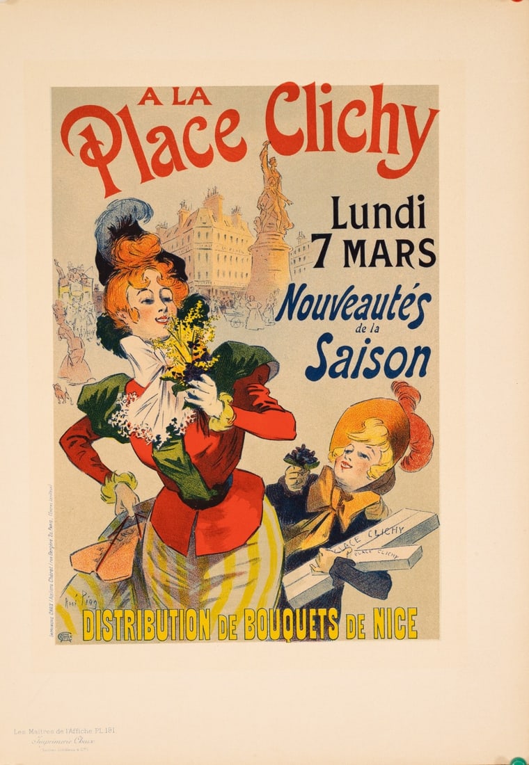 Maitres De Laffiche Plate 1899 Rene Pean Lithograph Stone Clichy Place (1 of 3)