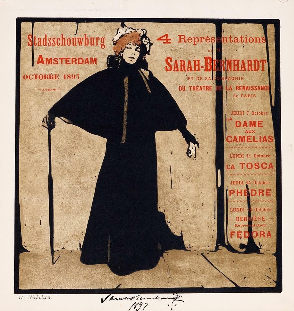 Sarah Bernhardt Beggarstaff Nicholson Stone Lithograph 1897 Important Poster (1 of 1)