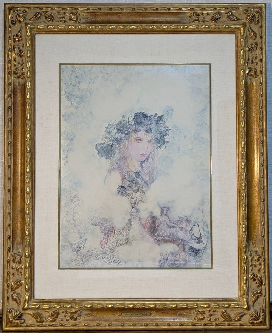 Annie Minassiam Mixed Media Painting Female Portrait Pastel Ink Signed Framed (1 of 7)