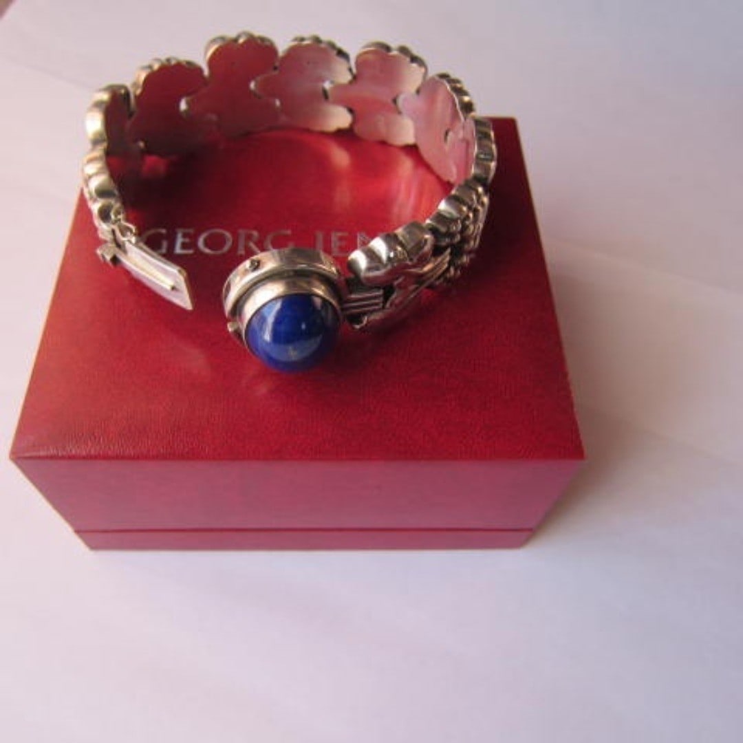 Sterling silver with original box Lapis lazuli bracelet No.30 by Georg Jensen (1 of 10)