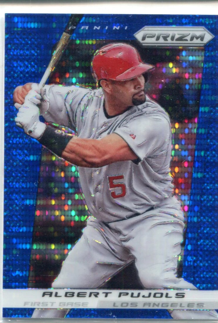 Unsigned Card Albert Pujols 2013 Panini Blue Prizm: Unsigned Card Albert Pujols 2013 Panini Blue Prizm The Albert Pujols 2013 Panini Blue Prizm card features the signature of the player, bearing his name. This unsigned card showcases a unique design