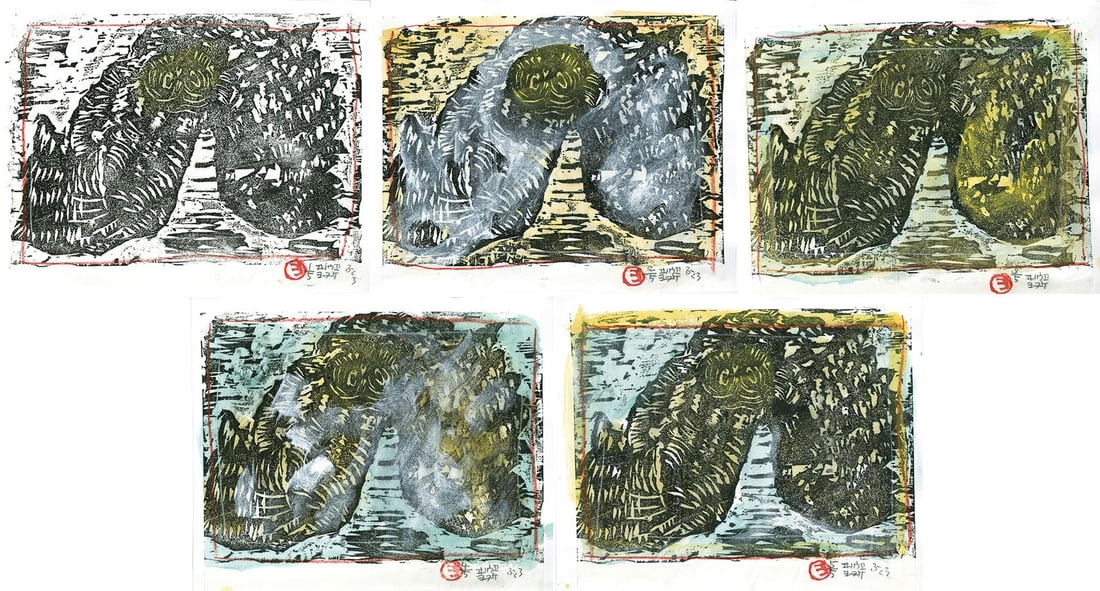 Inoue Woodblock Print Set Signed Fukuro Hand Colored 5 Yosuke (1 of 2)