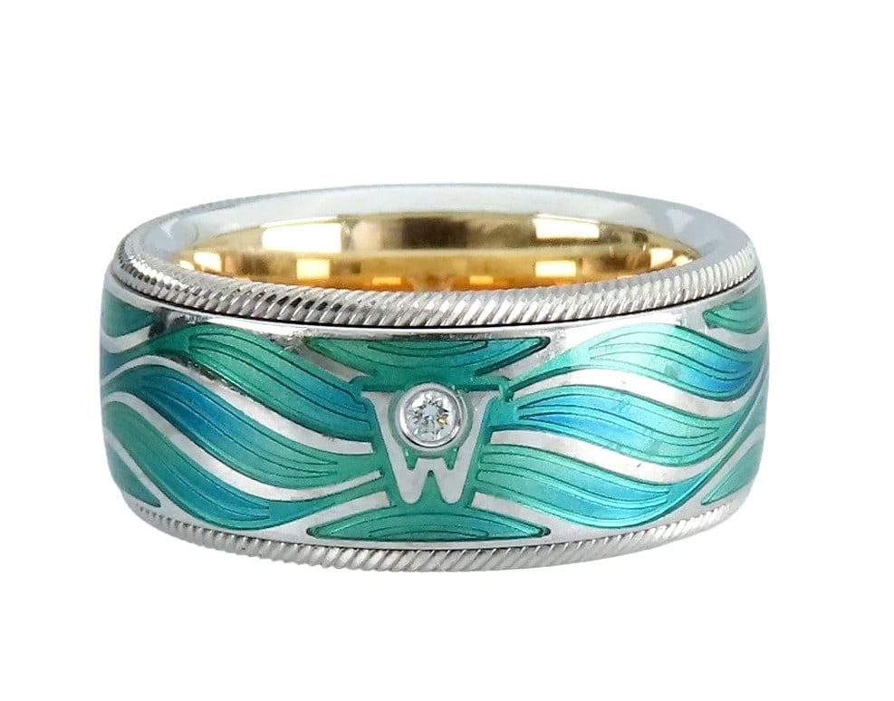 Wellendorff Magic Wave Diamond Blue Enamel 18k Gold Ring Size53 with Certificate: Wellendorff Magic Wave Diamond Blue Enamel 18k Gold Ring Size53 with Certificate Item Specifics: Antique: No Shape: Round Occasion: Anniversary Birthday Christening Christmas Engagement Graduation