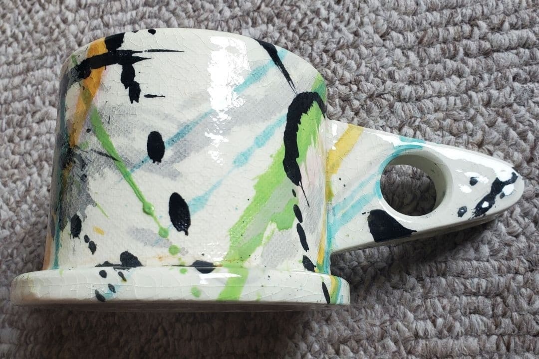 Peter Shire Limited Edition 2017 Splatter Ceramic Mug Pottery: Peter Shire Limited Edition 2017 Splatter Ceramic Mug Pottery Item Specifics: Pattern: Splatter Shape: Round Signed: Yes Color: White Black Blue Pink Material: Ceramic Vintage: Yes Brand: Echo Park Po