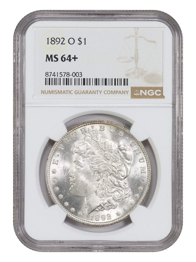 1892-O $1 NGC MS64+ - Morgan Dollar - Desirable O-Mint Morgan: 1892-O $1 NGC MS64+ - Morgan Dollar - Desirable O-Mint Morgan 1892-O $1 NGC MS64+ - Morgan Dollar. This uncirculated 1892-O Morgan dollar, certified by the Numismatic Guaranty Corporation (NGC) with