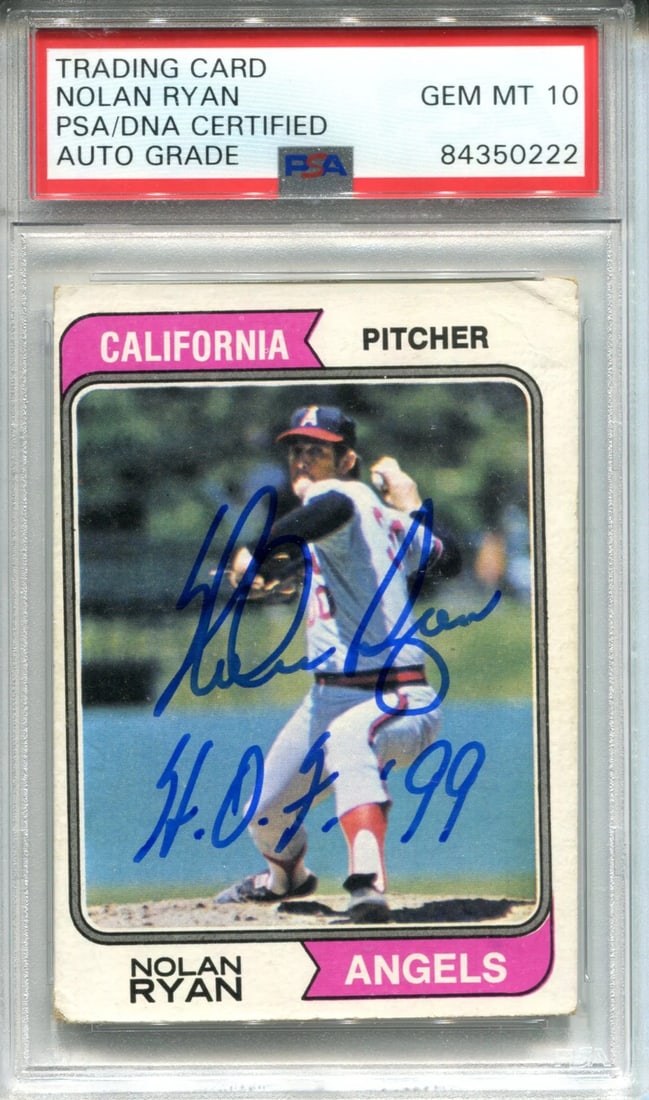 Ryan Nolan HOF 99 1974 PSA Topps Card Autographed (1 of 2)